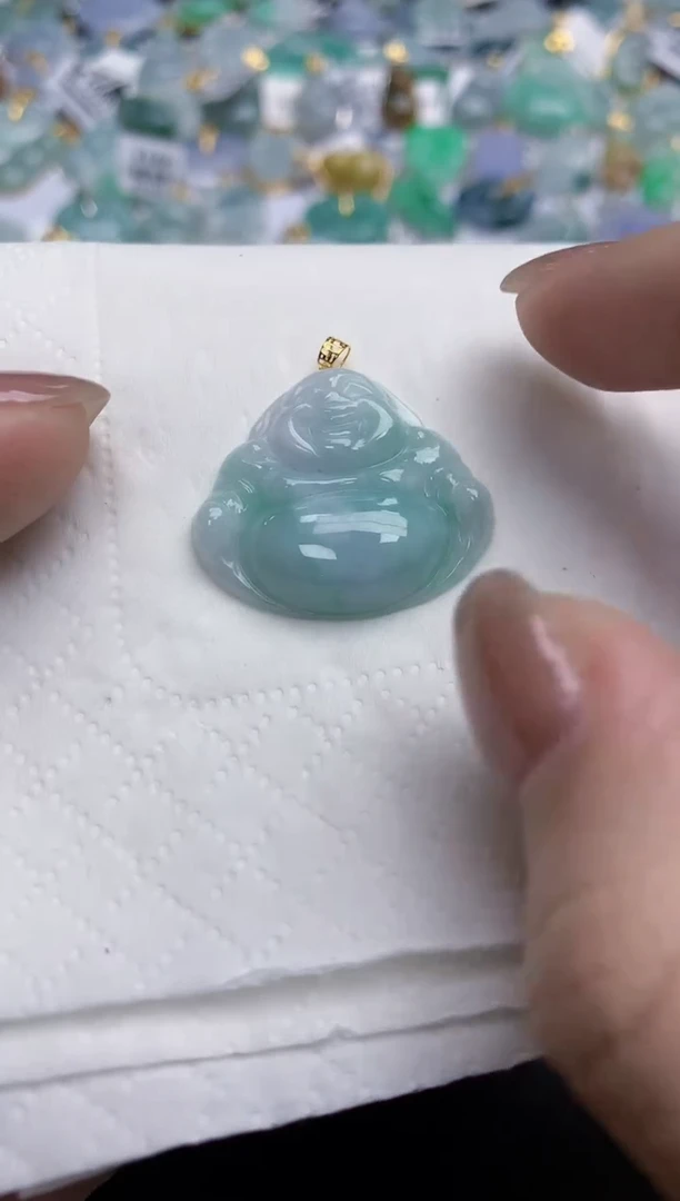 【闪购商品】翡翠颈饰18K金镶嵌天然缅甸翡翠A货
