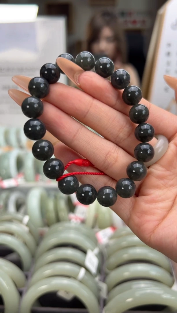 手串未镶嵌和田玉若羌料李保国矿青花手串卡10