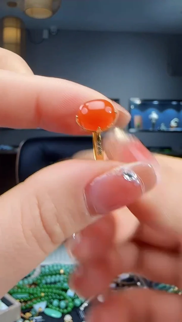 银S925镶嵌南红玛瑙戒指1