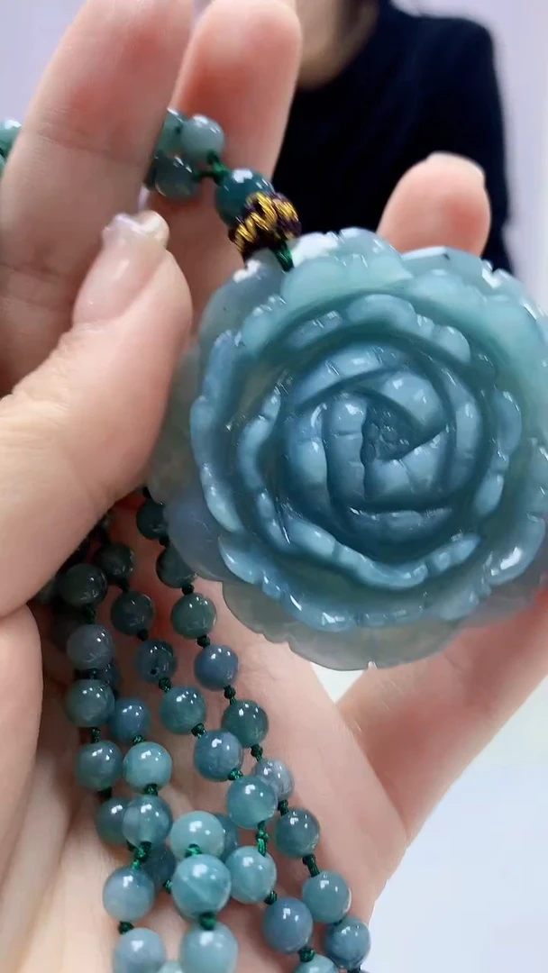 【闪购商品】定制翡翠未镶嵌4902ms-毛货74花赠珠链