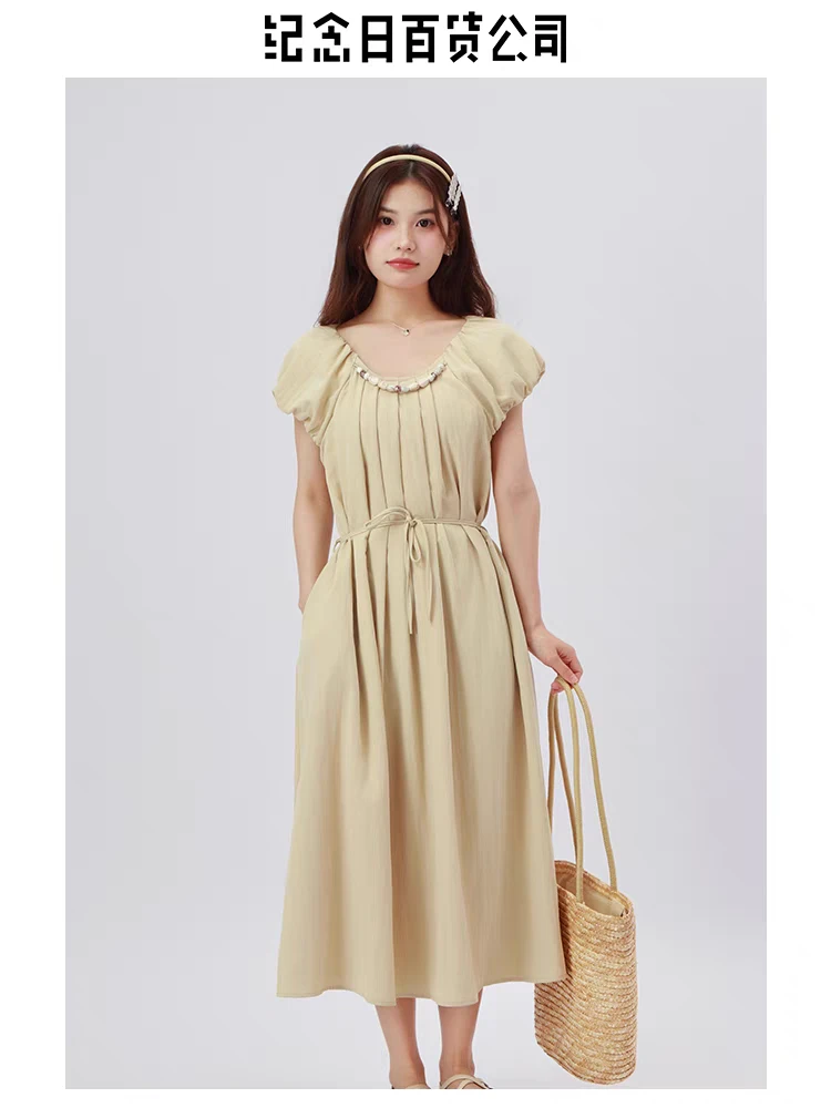 串珠腰带连衣裙8806