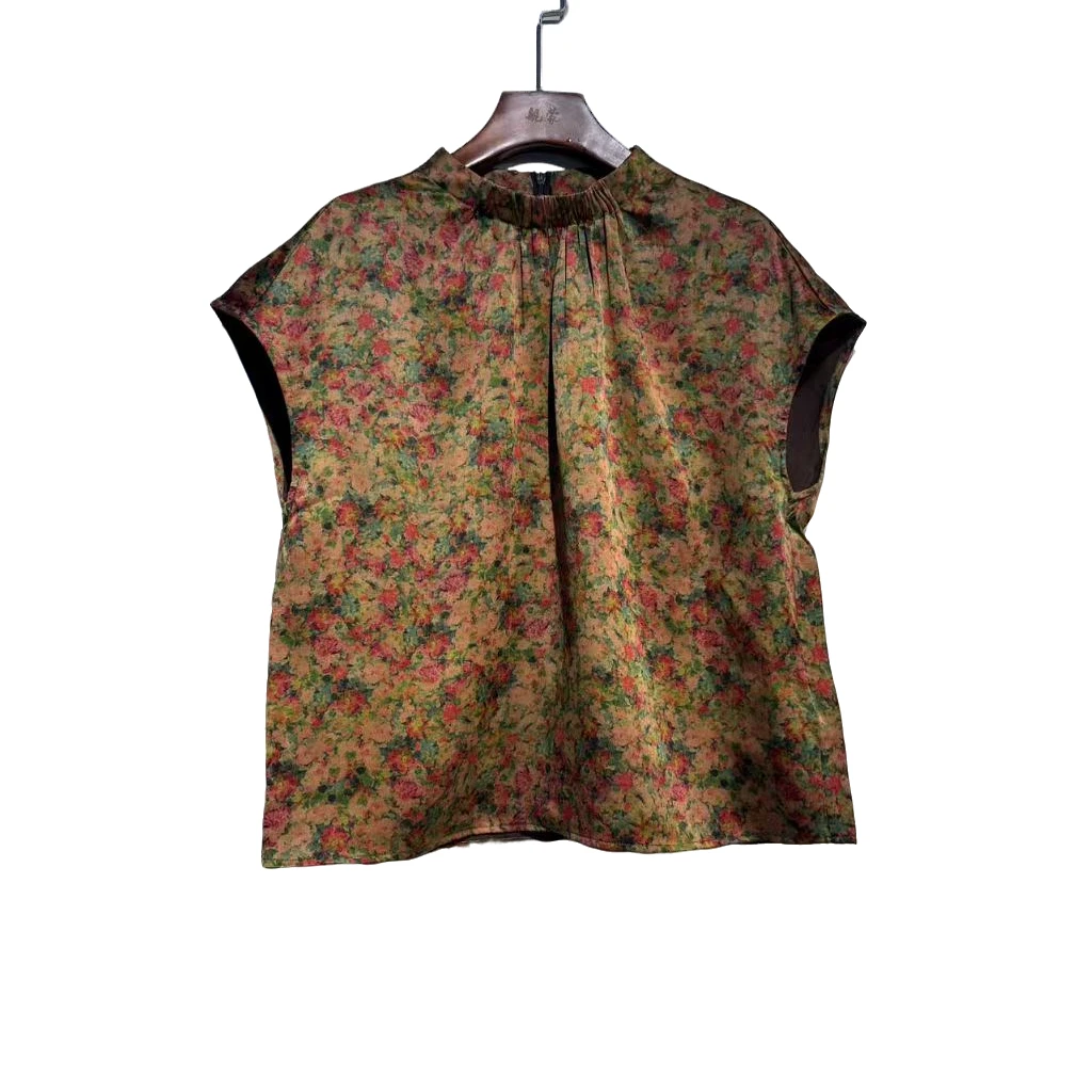 【小宝专属】100桑蚕丝立领新中式款式宽松连肩袖百搭时尚小衫