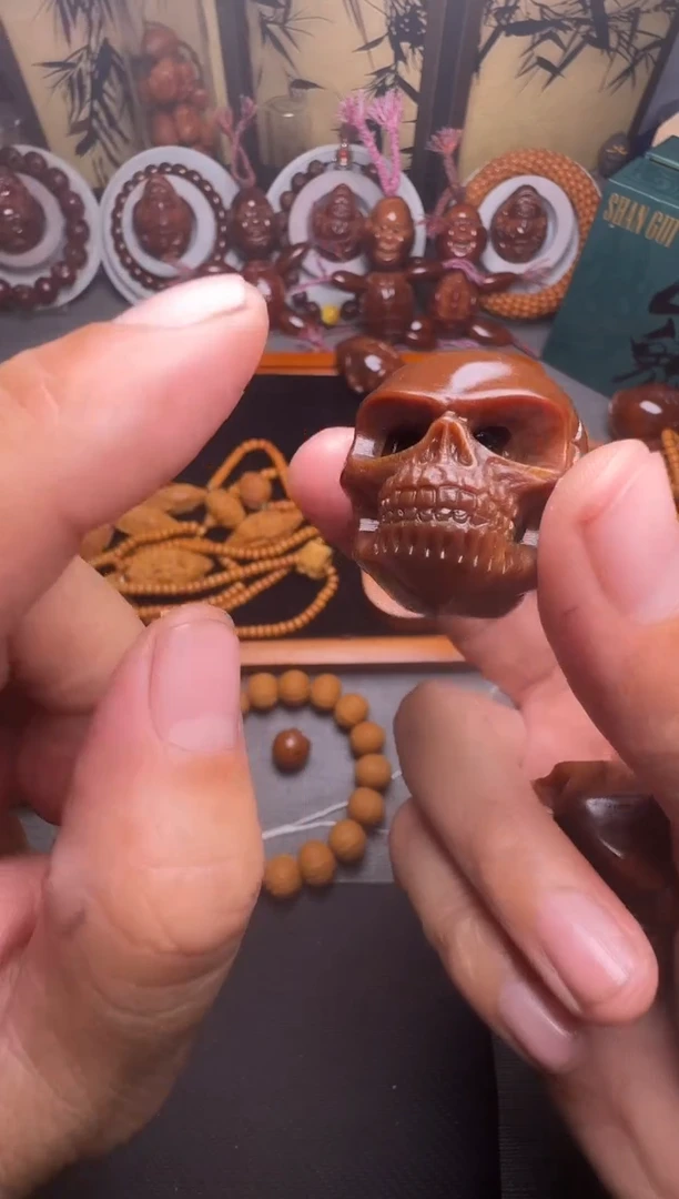手串橄榄核骷髅头一对