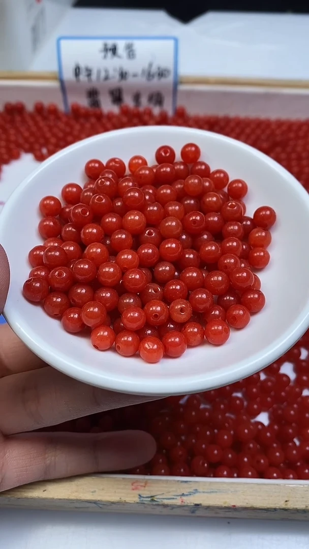 未镶嵌散珠南红玛瑙C536 柿子南红6mm30个5.8元