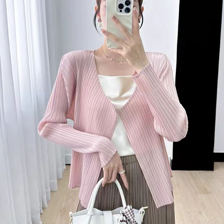 外套修身显瘦百搭长袖时尚上衣女外套褶皱外套