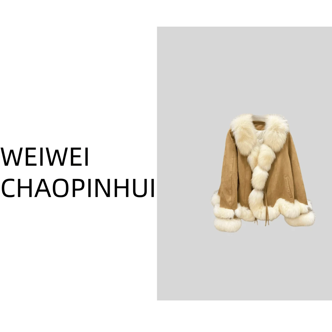 【薇薇高端欧货】秋冬新款拼接狐狸大毛领鹅绒羽绒服--31070779