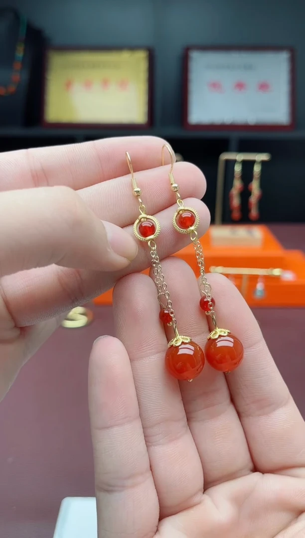 银S925镶嵌耳饰玛瑙/玉髓331