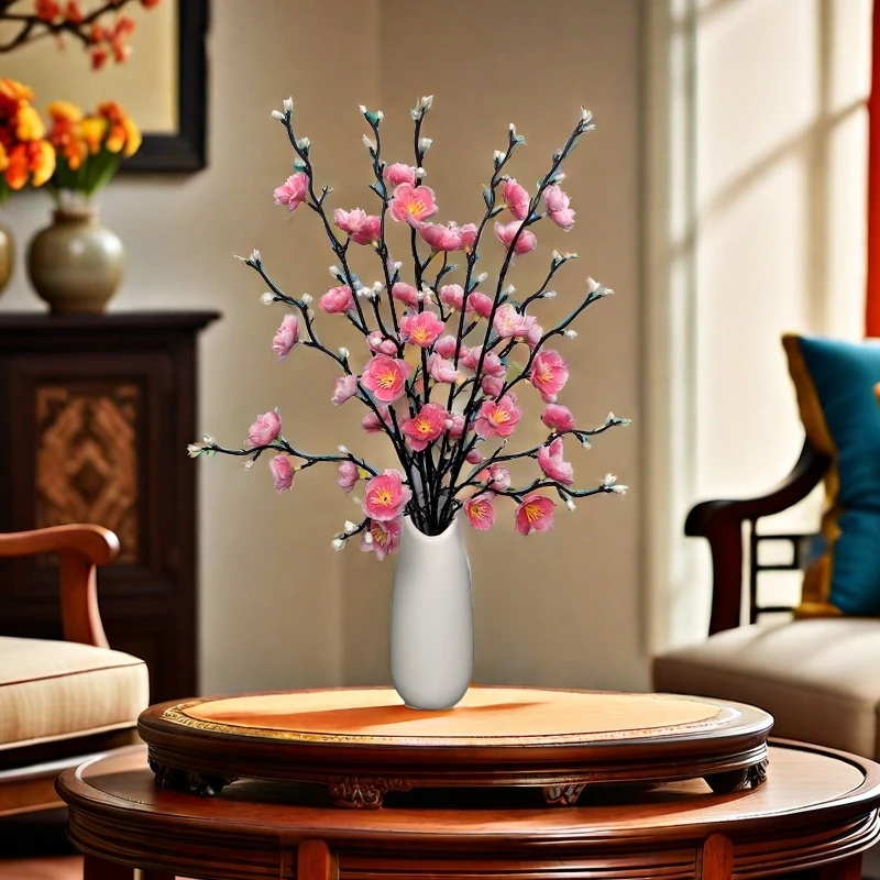 仿真花腊梅中式梅花枝婚庆布景装饰插花绢花拍摄道具客厅家居装饰