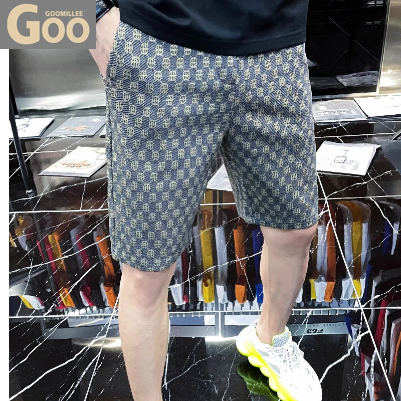高端时尚休闲短裤男2025夏季新款潮流满印沙滩五分裤宽松百搭裤子