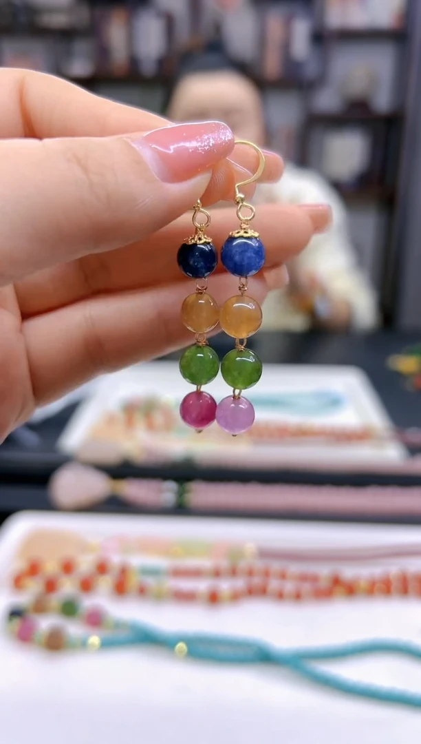 【闪购商品】碧玺耳饰14K金镶嵌耳坠E58