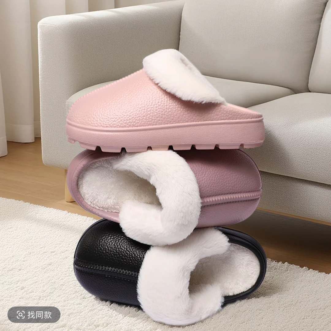 男女防水毛绒秋冬室内保暖防滑居家外穿拖鞋35-45  2021