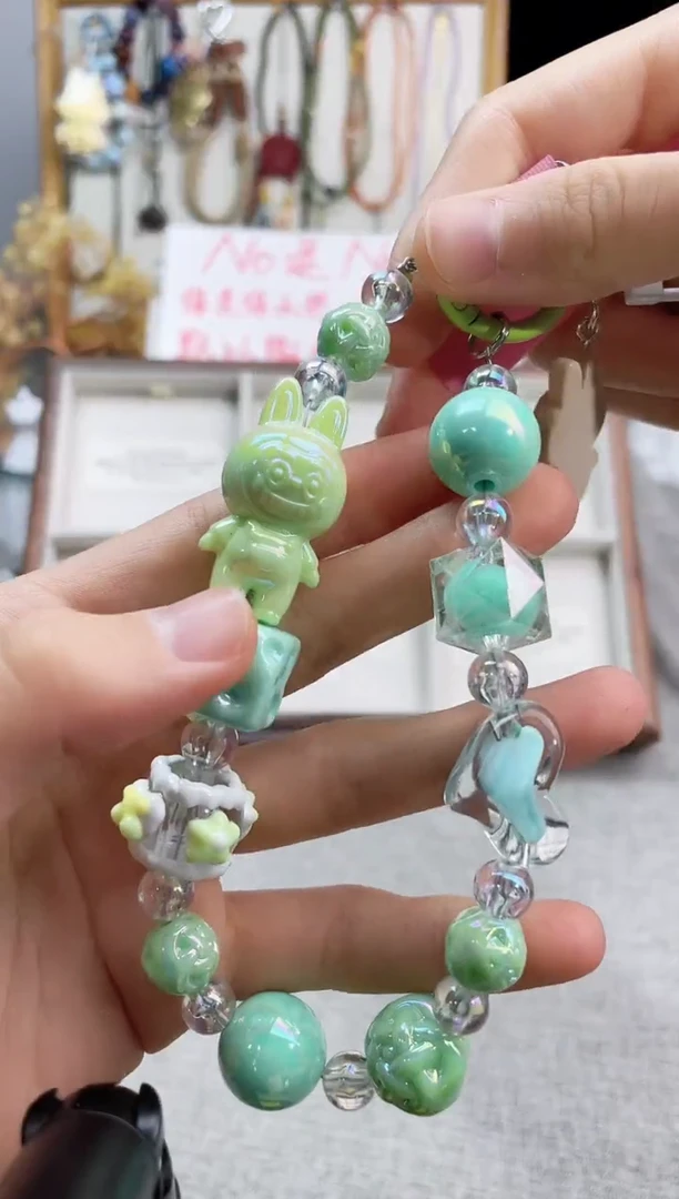 水晶手链未镶嵌绿色拉布手机挂