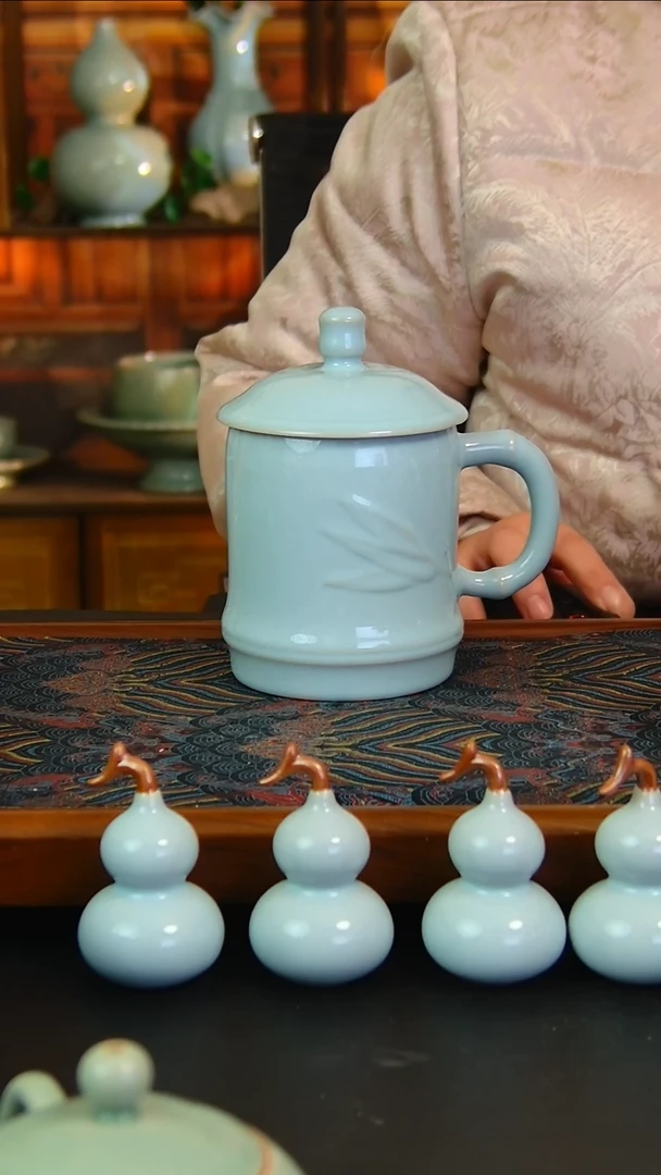 瓷片天青办公杯微瑕