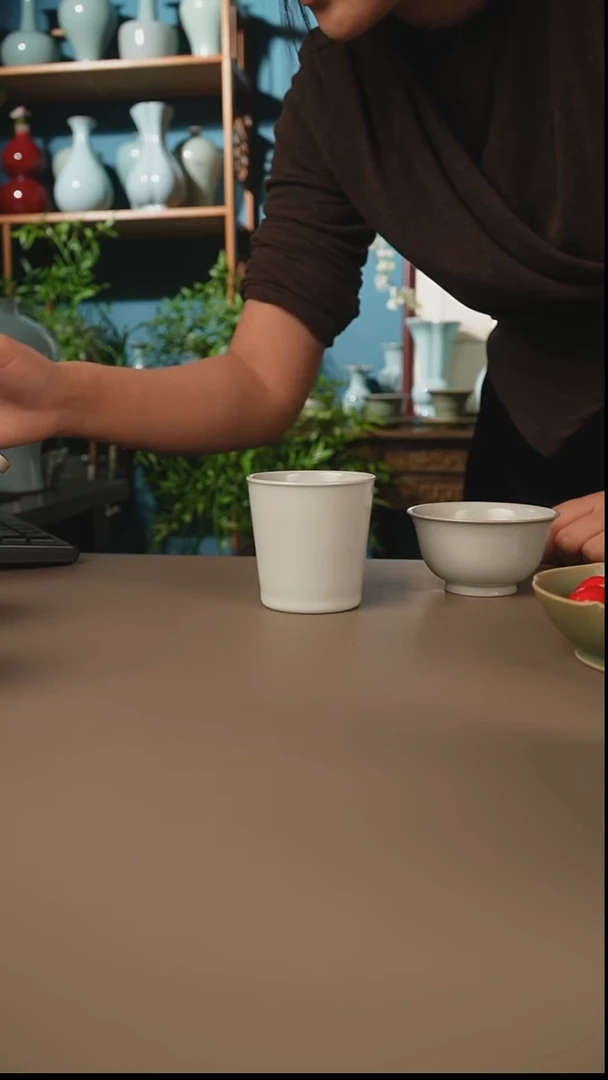 仿古月白可乐杯不开片微暇