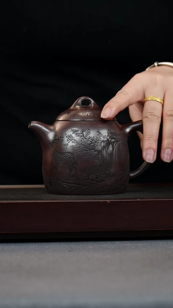 【闪购商品】紫砂茶壶紫龙血 秦权 梅花鹿