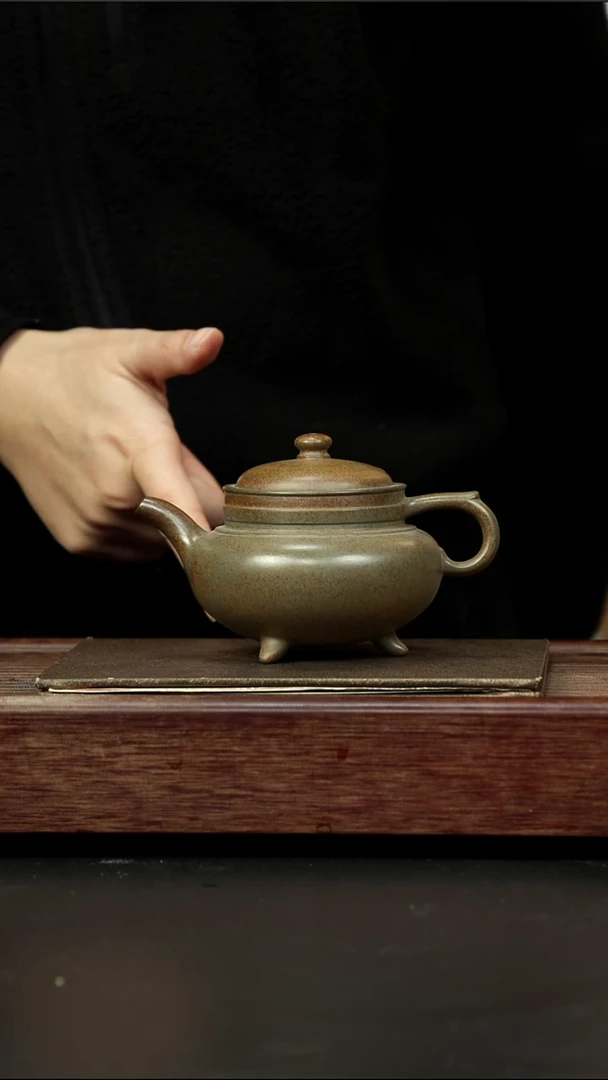 茶壶紫砂蟹壳青柴烧 古卣傲雪