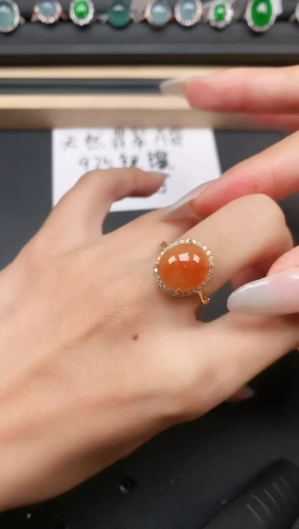 翡翠戒指银S925镶嵌1111