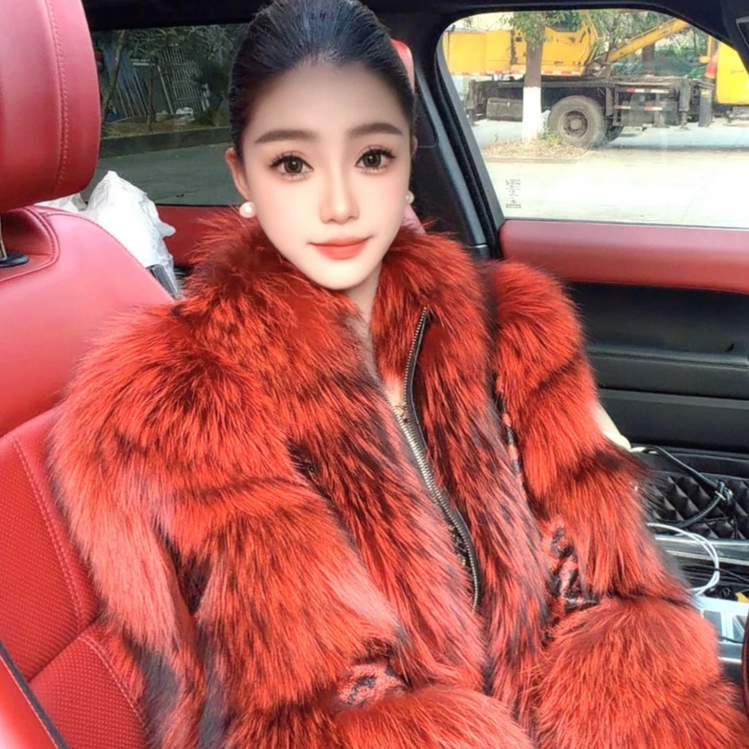 薇薇安原创皮草【时髦精】 银狐金岛貉女装皮草外套 v01425ym 瑶瑶