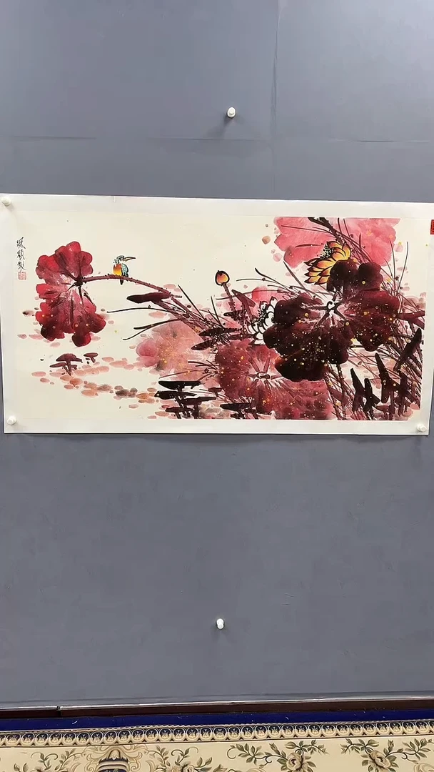 国画杨风顺绘画8平尺花鸟金奖紫袍作品