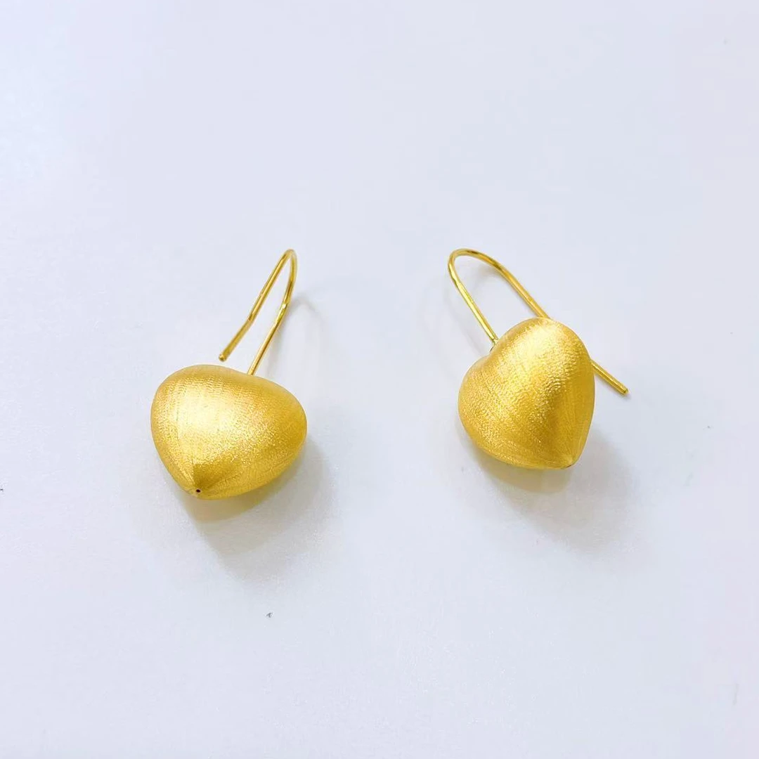 【爱心细闪】足金999黄金无氢工艺时尚磨砂细闪耳饰品