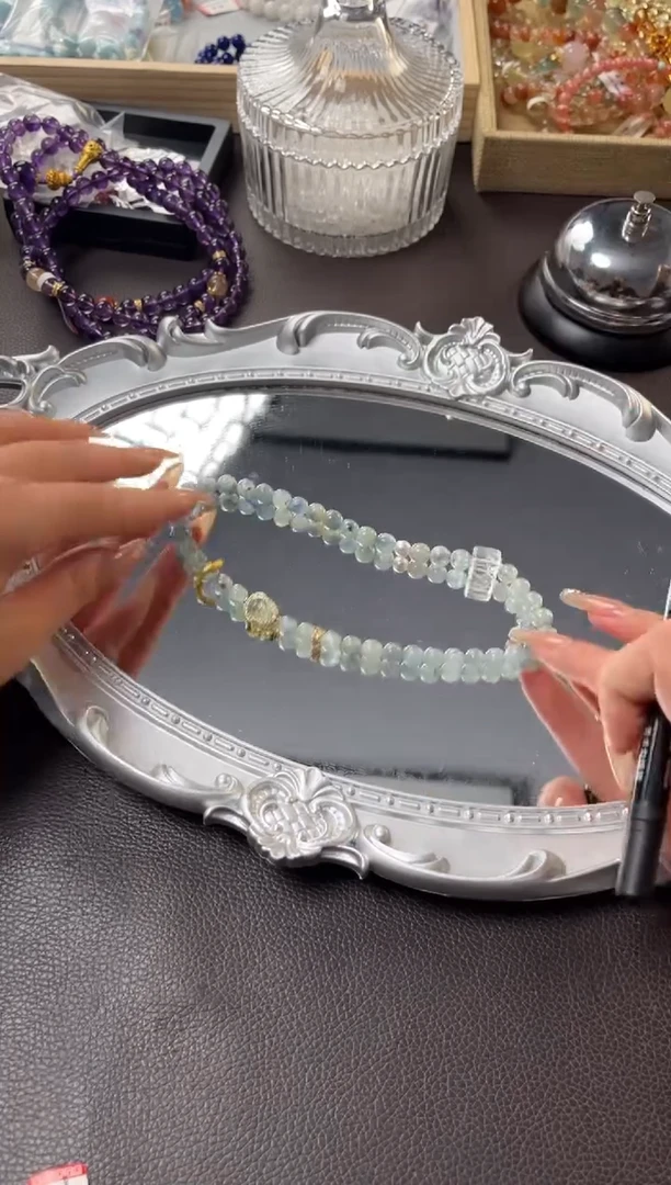 未镶嵌手链水晶蓝晶石双圈