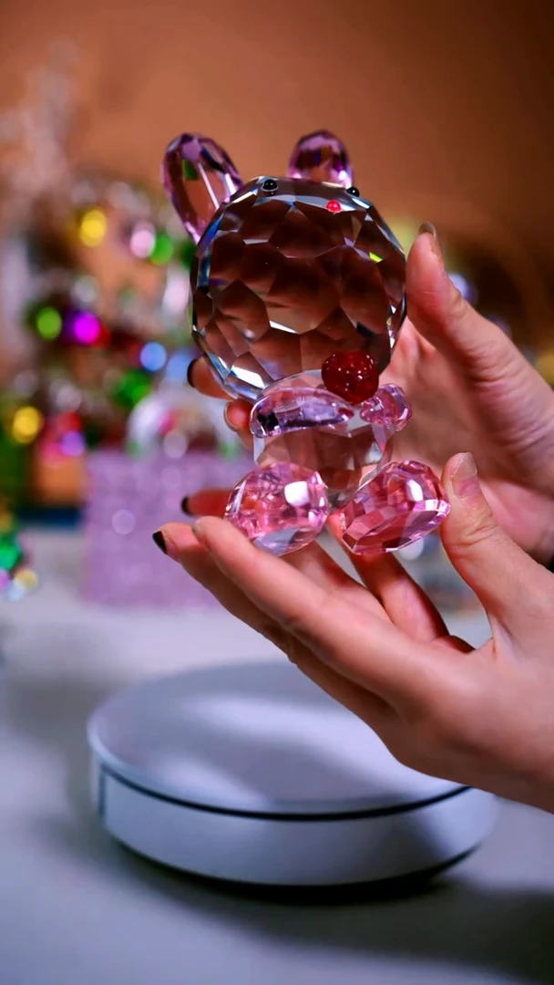 手工艺品琉璃粉色耳朵兔