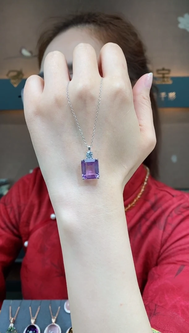 【闪购商品】紫晶吊坠银S925镶嵌紫晶吊坠