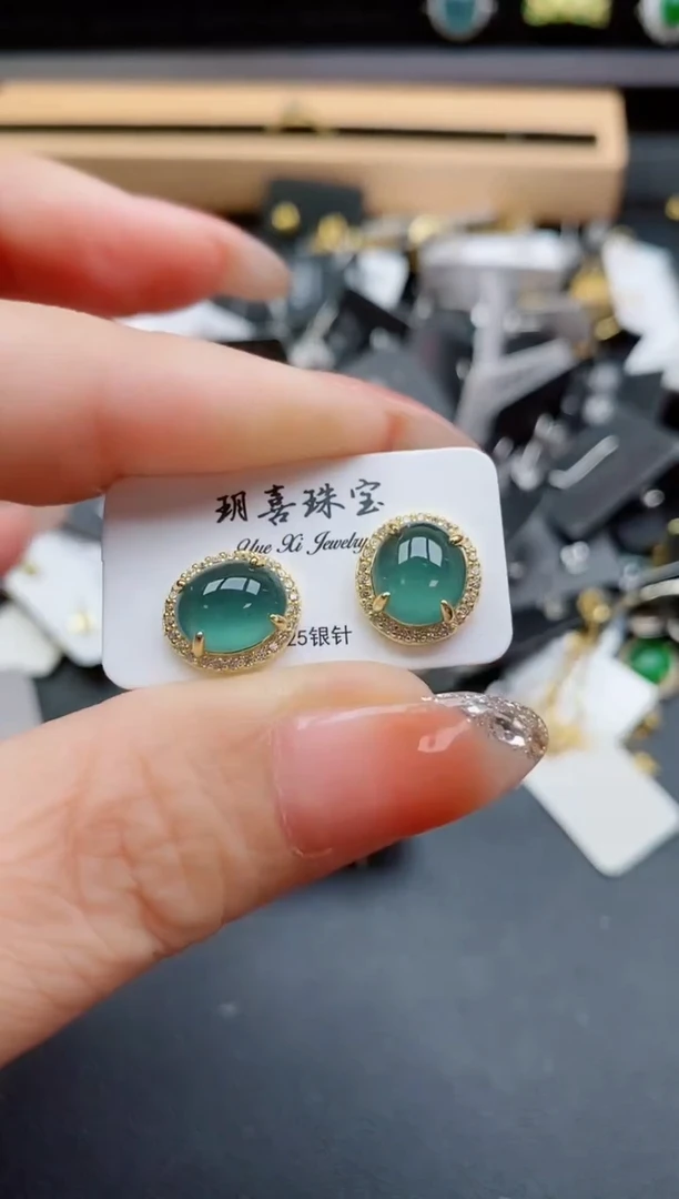 银S925镶嵌戒指翡翠1