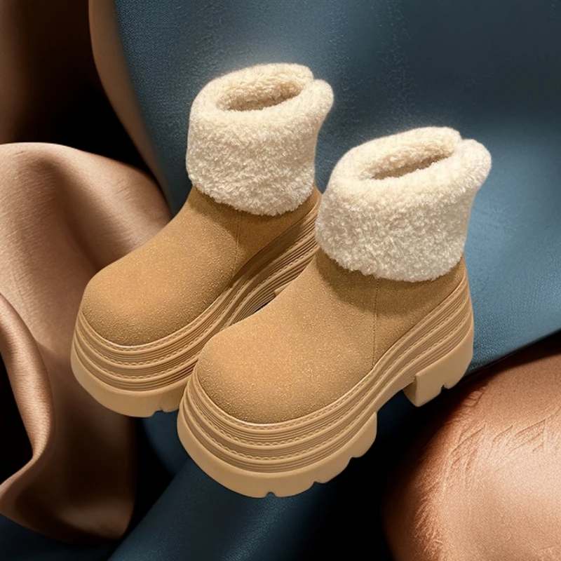 2025冬季10cm增高马丁靴厚底颗粒绒加厚勃肯增高10-12厘米女鞋