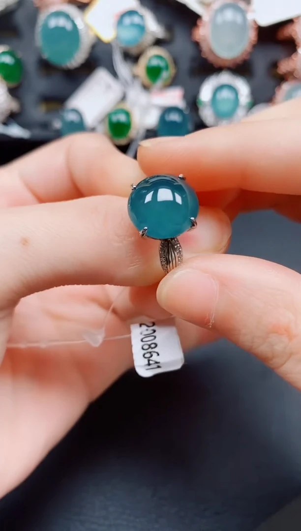 银S925镶嵌戒指翡翠翡翠