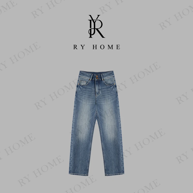 【容雨RYHOME】复古洗水时尚直筒显瘦牛仔裤251K2373