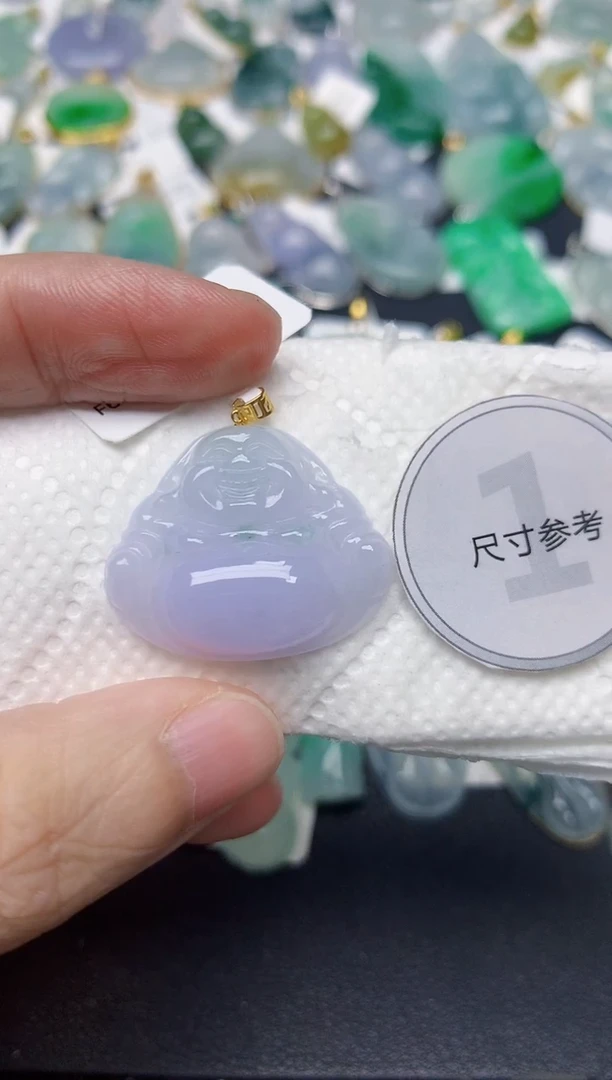 颈饰18K金镶嵌翡翠天然缅甸A货翡翠
