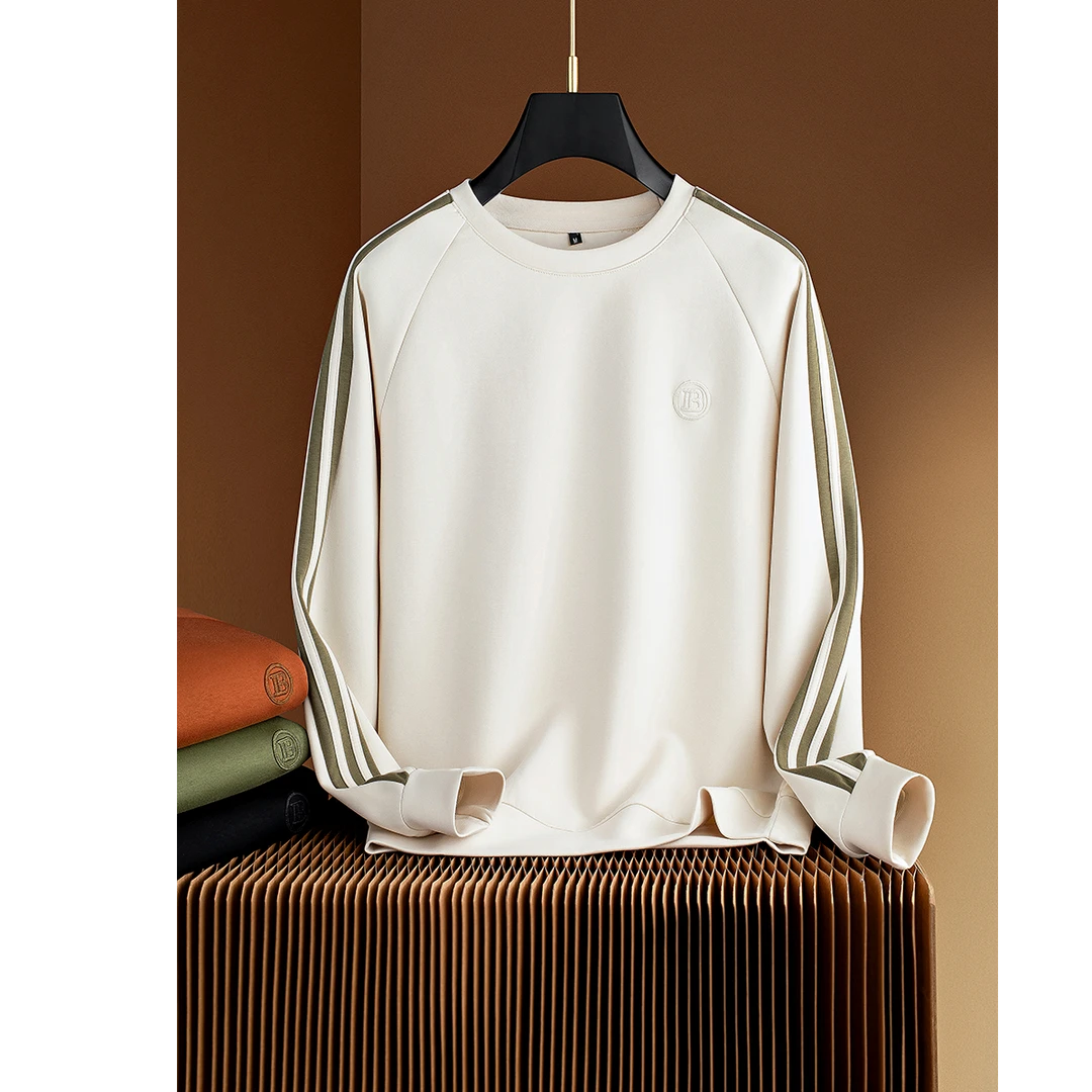 ECLONIAFON/埃卢涅芬春秋季时尚撞色拼接男士修身圆领长袖卫衣男