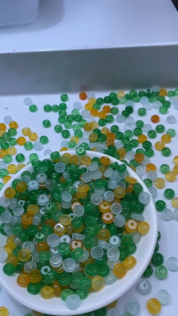 未镶嵌颈饰玛瑙/玉髓W2401-冰三彩算盘8*4mm*20颗