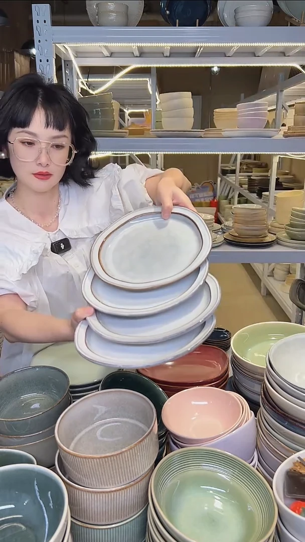 瓷01外贸尾货高温釉下彩陶瓷餐具默认微瑕