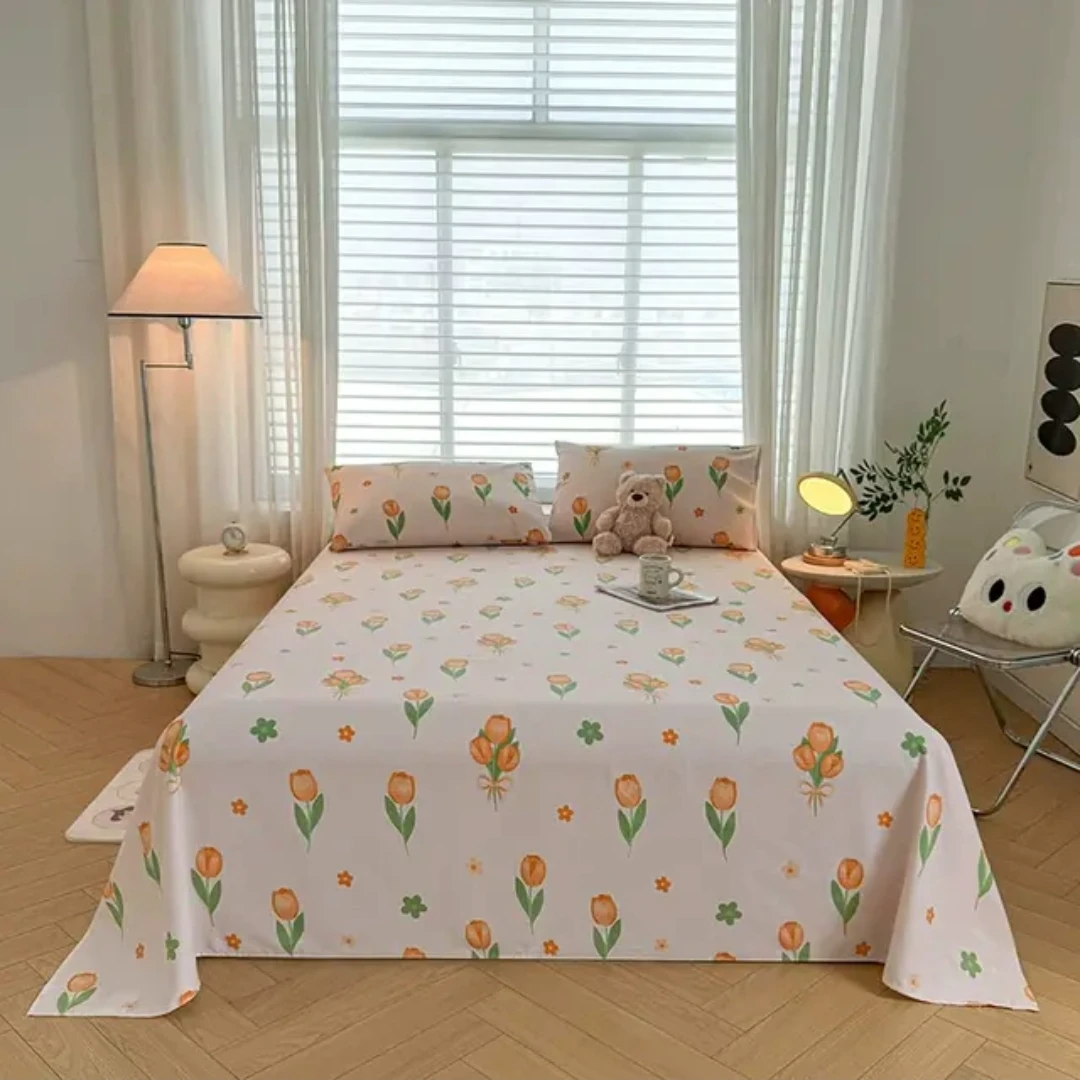 （0117）特厚老粗布床单吸汗透气2.45*2.45米（+－5公分）花颜-粉