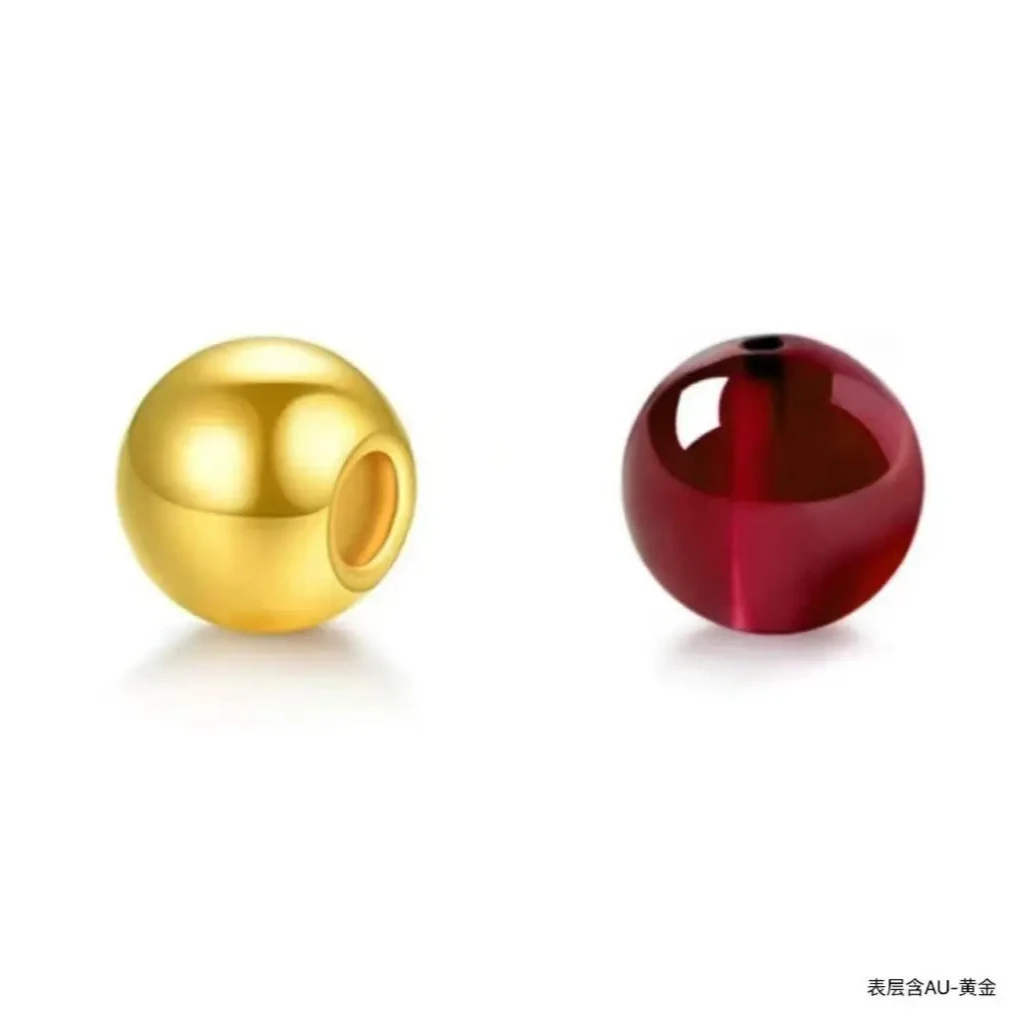 【顺丰包邮】黄金3D硬金工艺单颗卡5MM光面金珠配件拍一颗发一颗Z13