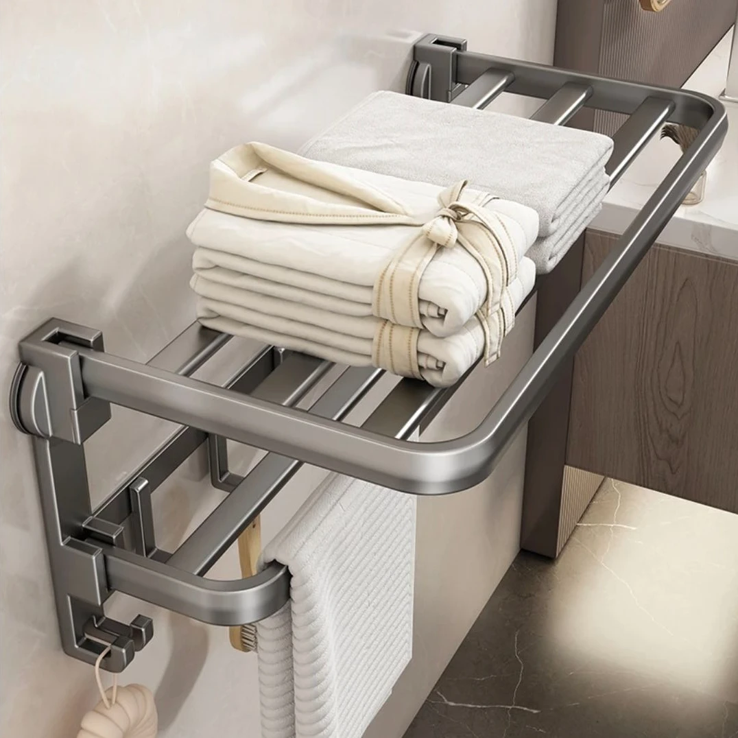 浴巾架置物架吸盘毛巾架免打孔卫生间置物架洗手间浴室厕所挂件