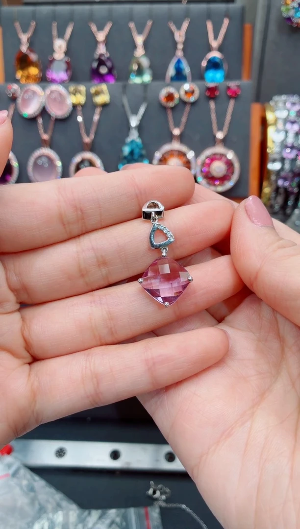 吊坠(不含链)银S925镶嵌水晶金*静水晶吊坠