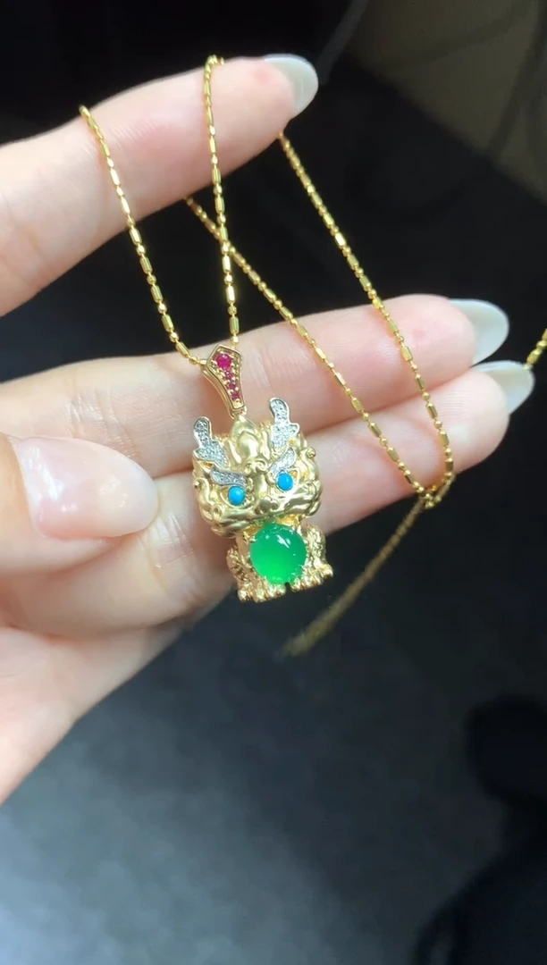 【闪购商品】翡翠吊坠(不含链)18K金镶嵌吊坠|4950+495