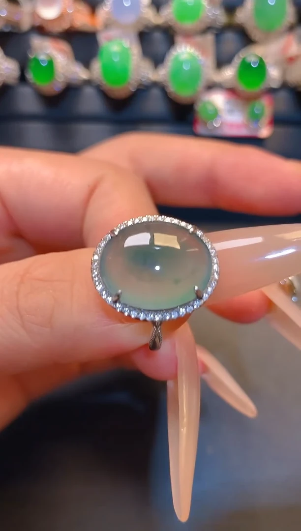 翡翠银S925镶嵌耳饰天然