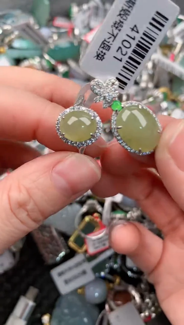 银S925镶嵌戒指翡翠999---6