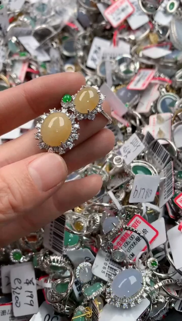 银S925镶嵌戒指翡翠10   7