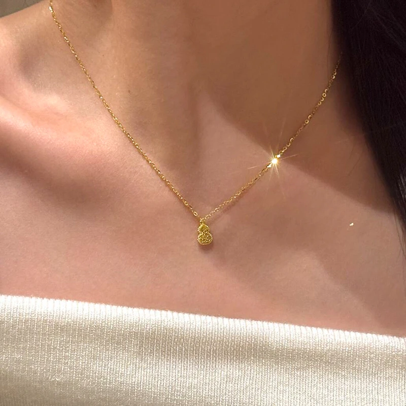 铜合金吊坠 新中式小巧实心小葫芦吊坠项链女锁骨链精致配饰