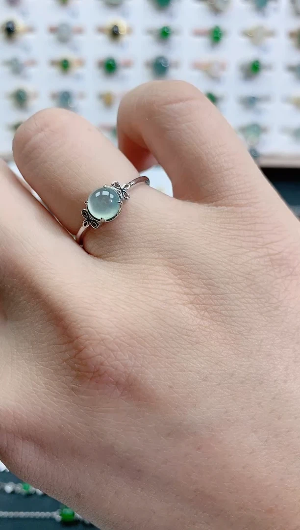 银S925镶嵌戒指翡翠天然翡翠