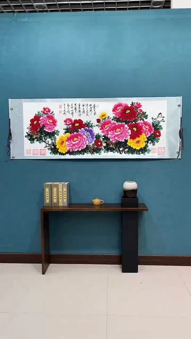 国画《小六尺牡丹》70*200厘米卷轴软裱