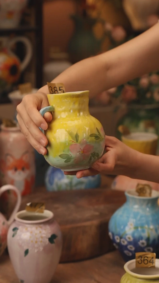 陶瓷385景德镇设计师手作花器摆件侘寂风