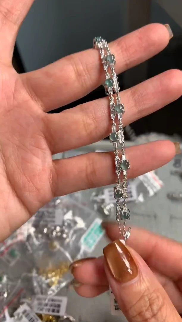 银S925镶嵌戒指翡翠手链