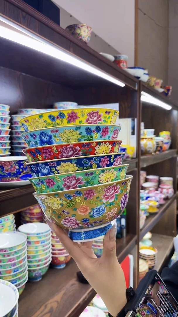 珐琅6英寸面碗6个景德镇陶瓷