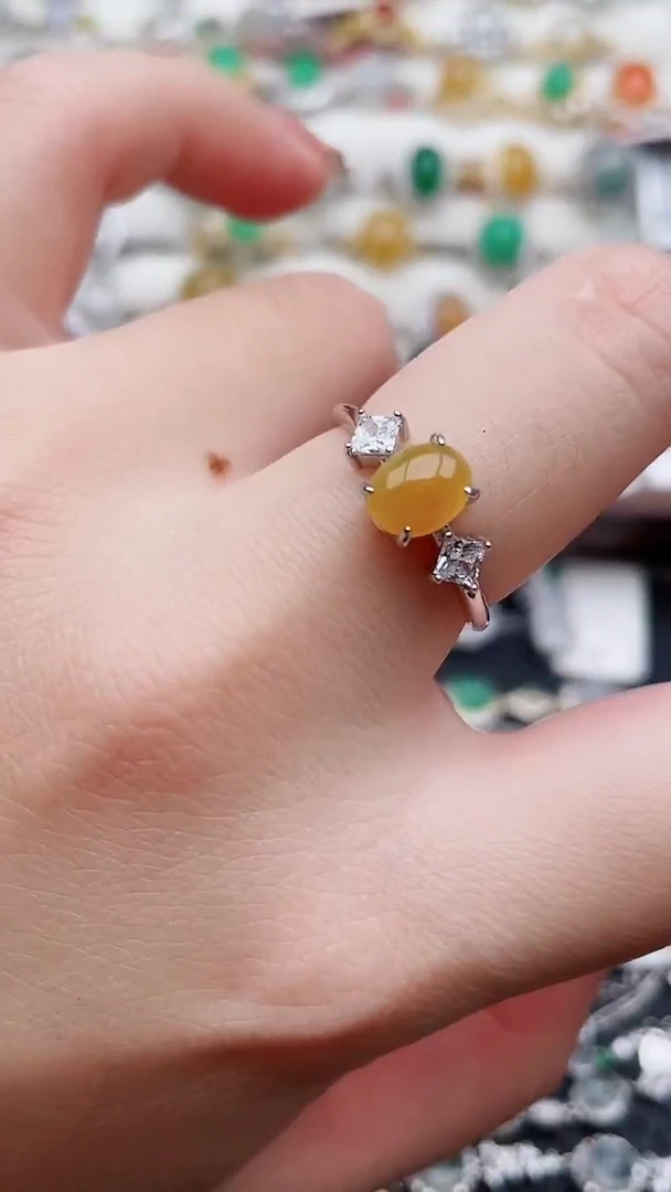 银S925镶嵌戒指翡翠3